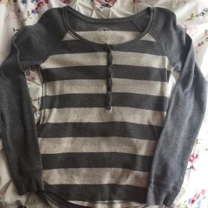 Grey Striped Long Sleeve Shirt